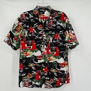 SSLR Mens Hawaiian Christmas Shirt Holiday Aloha Santa Reindeer‎ Size M Festive